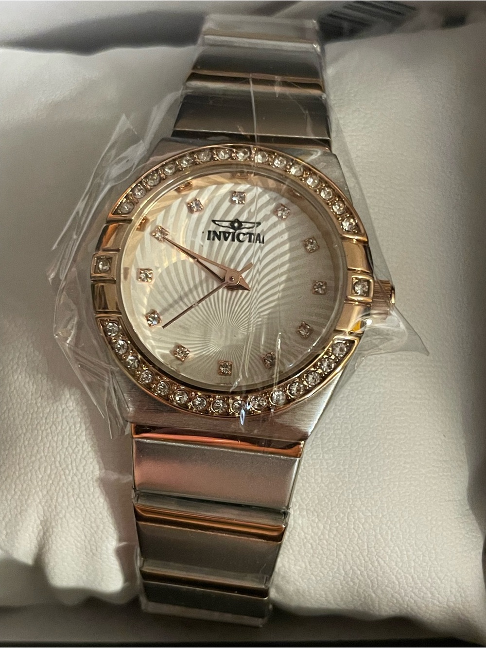 Invicta Two-Tone Silver and Gold  ( rose tone) Crystal Accent Watch